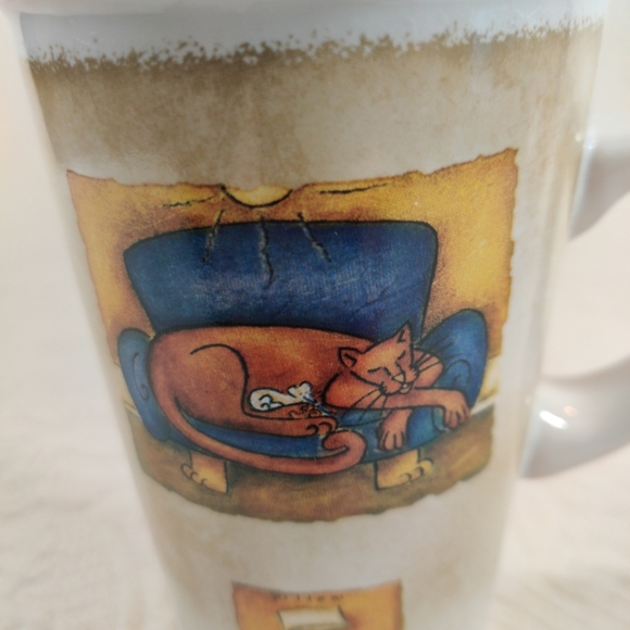 🐾 Aline Gauthier Cat & Fish And Playing With Mouse Design Dinner Coffee Mug - Picture 2 of 12